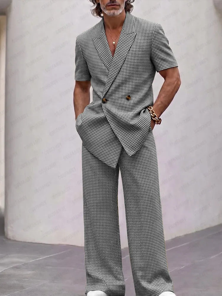 Vintage Smart Casual Plaid Matching Set
