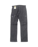 Vintage Striped Textured Denim Cargo Pants