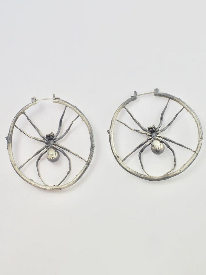 Vintage Statement Round Spider Earrings