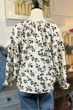 Cream&Green Floral Top