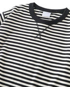 Vintage Nautical Horizontal Stripe X-Stitch Crew Neck Long Sleeve Sailor Tee