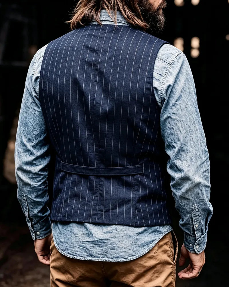 Vintage V-neck Denim Single-breasted Vest