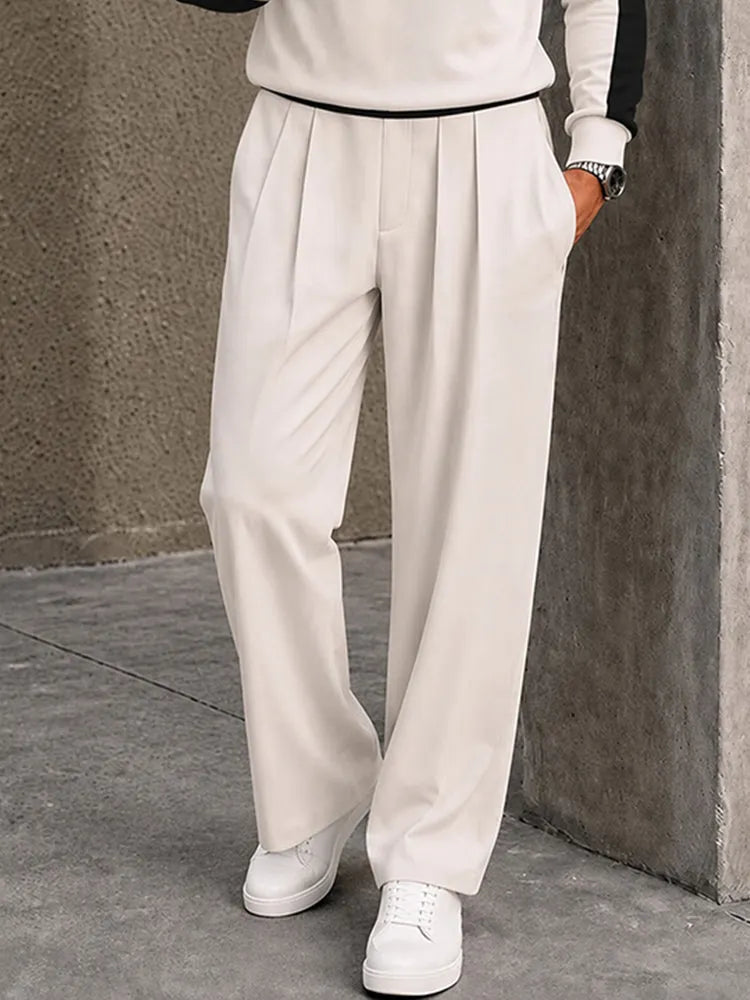 Urban Casual Contrast Sporty Polo Pants Set