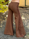 Side Tassel Micro-Flare Long Pants