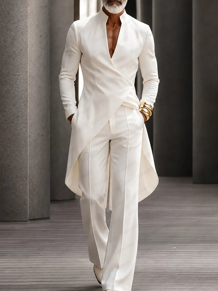 Quiet Luxury Style Long Tail Shirt Pants Set