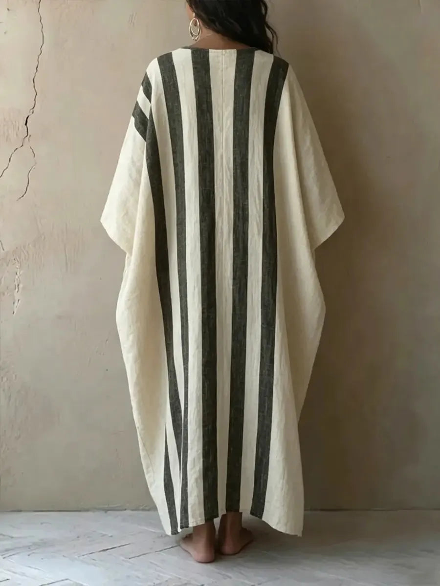 Women's Bohemian Ethnic Style Striped Batwing Sleeve Dress