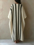 Women's Bohemian Ethnic Style Striped Batwing Sleeve Dress