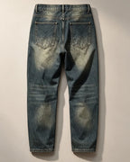 Vintage Faded Multi©\Zipper Cargo Straight©\Leg Denim Pants