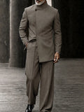 Smart Casual Mandarin Collar Suit Set
