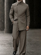 Smart Casual Mandarin Collar Suit Set
