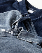Vintage Contrast Stitch Dual Pocket Loose Long Sleeve Denim Shirt