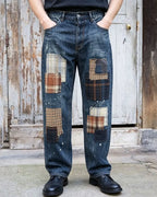 Vintage Denim Multi©\Plaid©\Patchwork Tapered Jeans