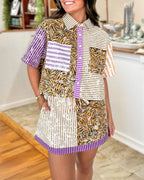 Team Pride Sequin Tiger Colorblock Top