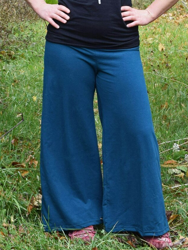 Hemp Blend Wide Leg Palazzo Pants - Yoga Waistband