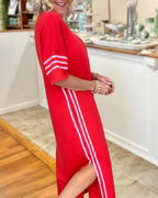 Contrast Striped Side T-shirt Dress