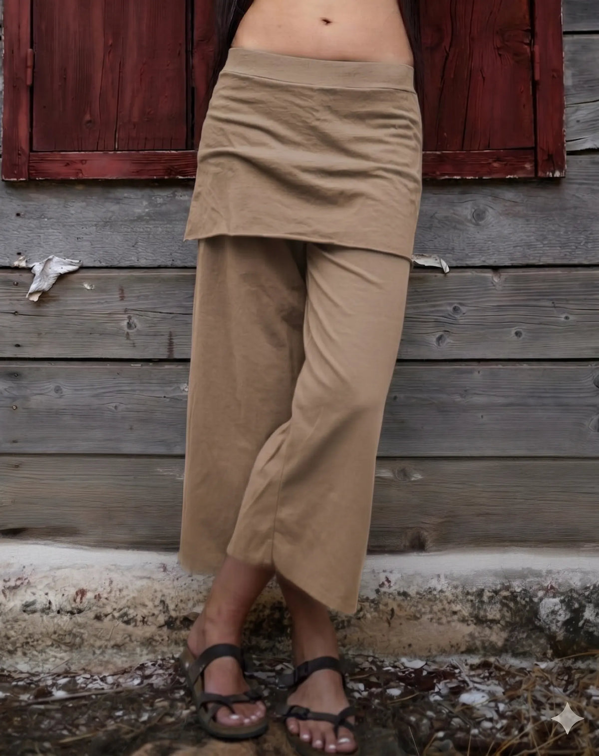 Hemp Skirted Pants, Wide Leg Pants, Gaucho Pants, Croped, Yoga Pants