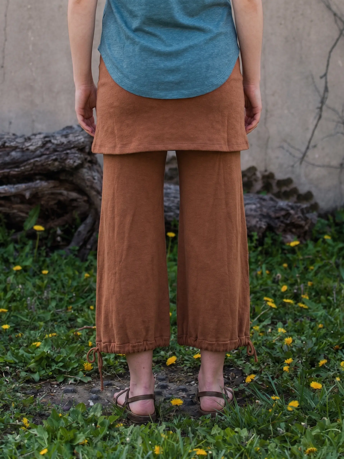 Caramel Faux Two-Piece Skirt Pants