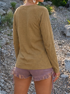 Vintage Distressed Tan Raglan Long Sleeve Top
