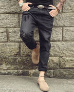 Vintage Black Washed Distressed Slim©\Tapered Denim Jeans