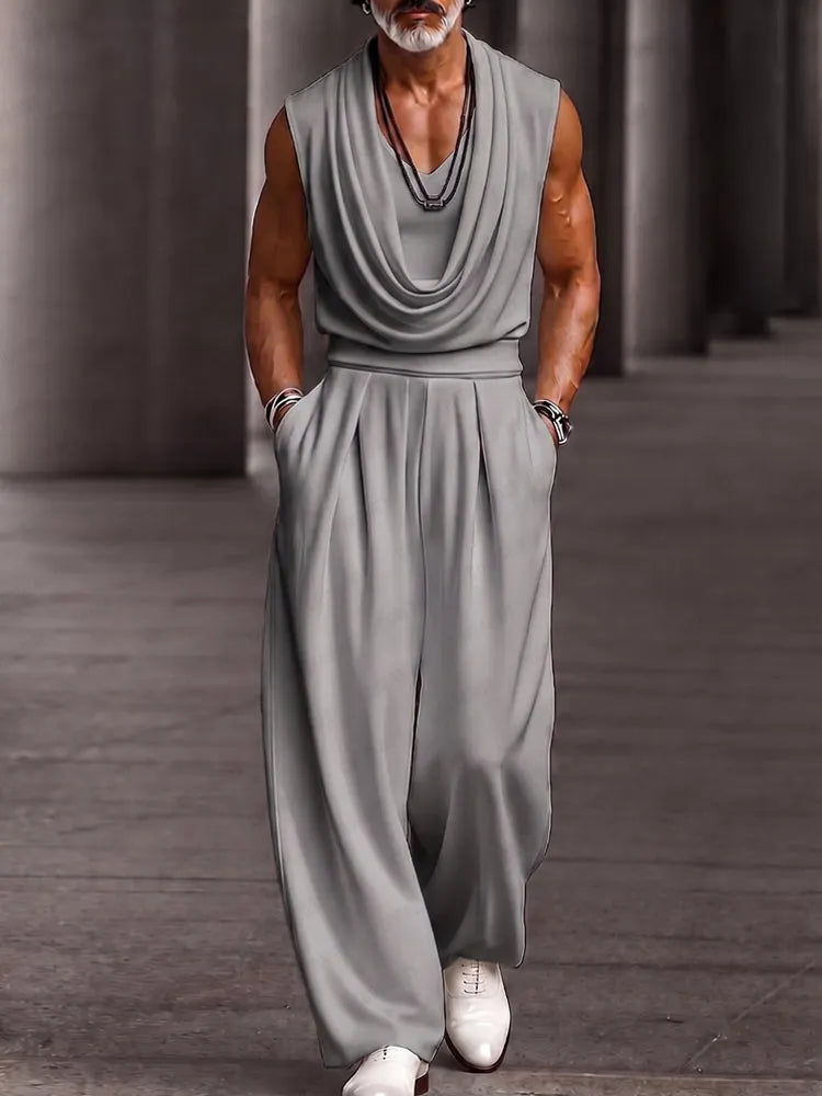 Stylish Comfort Cowl Neck Sleeveless Top Set