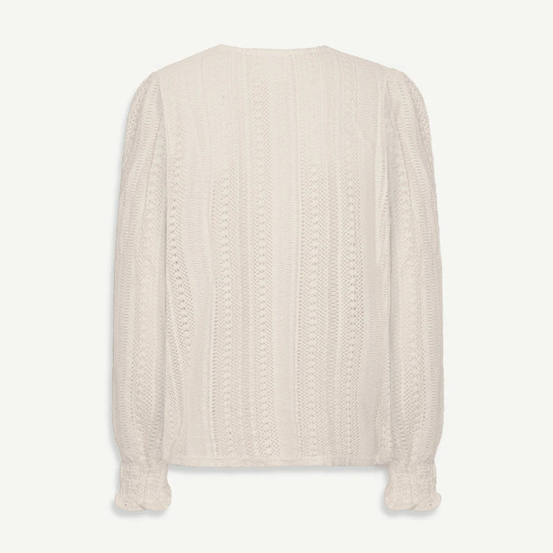 Women's Retro Lace Cotton And Linen Mid-length Sleeves V-neck Top