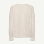 Women's Retro Lace Cotton And Linen Mid-length Sleeves V-neck Top
