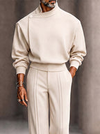 Modern Boxy Fit Shoulder Pad Top Pants Set