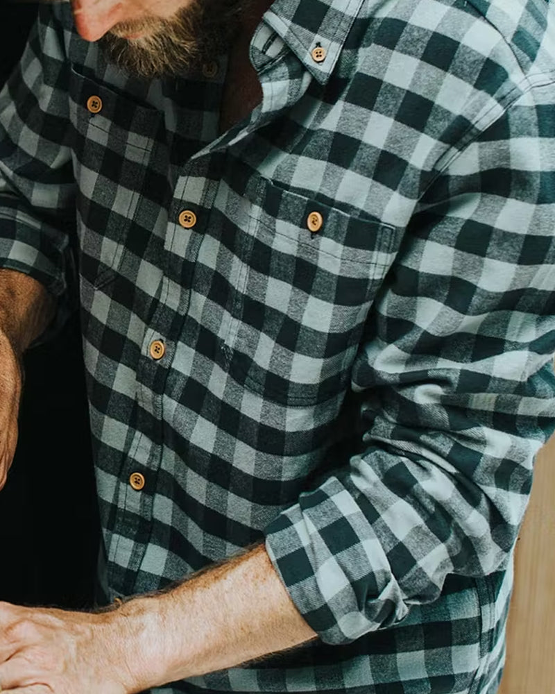 Vintage Black And White Checkered Long-sleeved Shirt