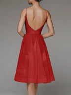 Stylish V-neck strap A-line dress