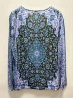 Women's Floral Print V Neck Long Sleeve T-Shirt - Casual Spring and Fall Top