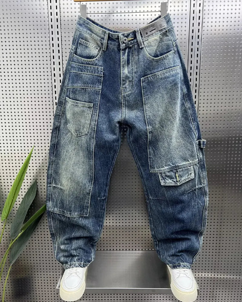 Vintage Washed Multi©\Patch©\Pocket Cargo Denim Pants