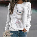 Puppy Print Women's Long Sleeve T-shirt Casual Cotton Street Clothing