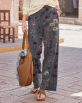 Vintage Floral Print Wide-leg Pants