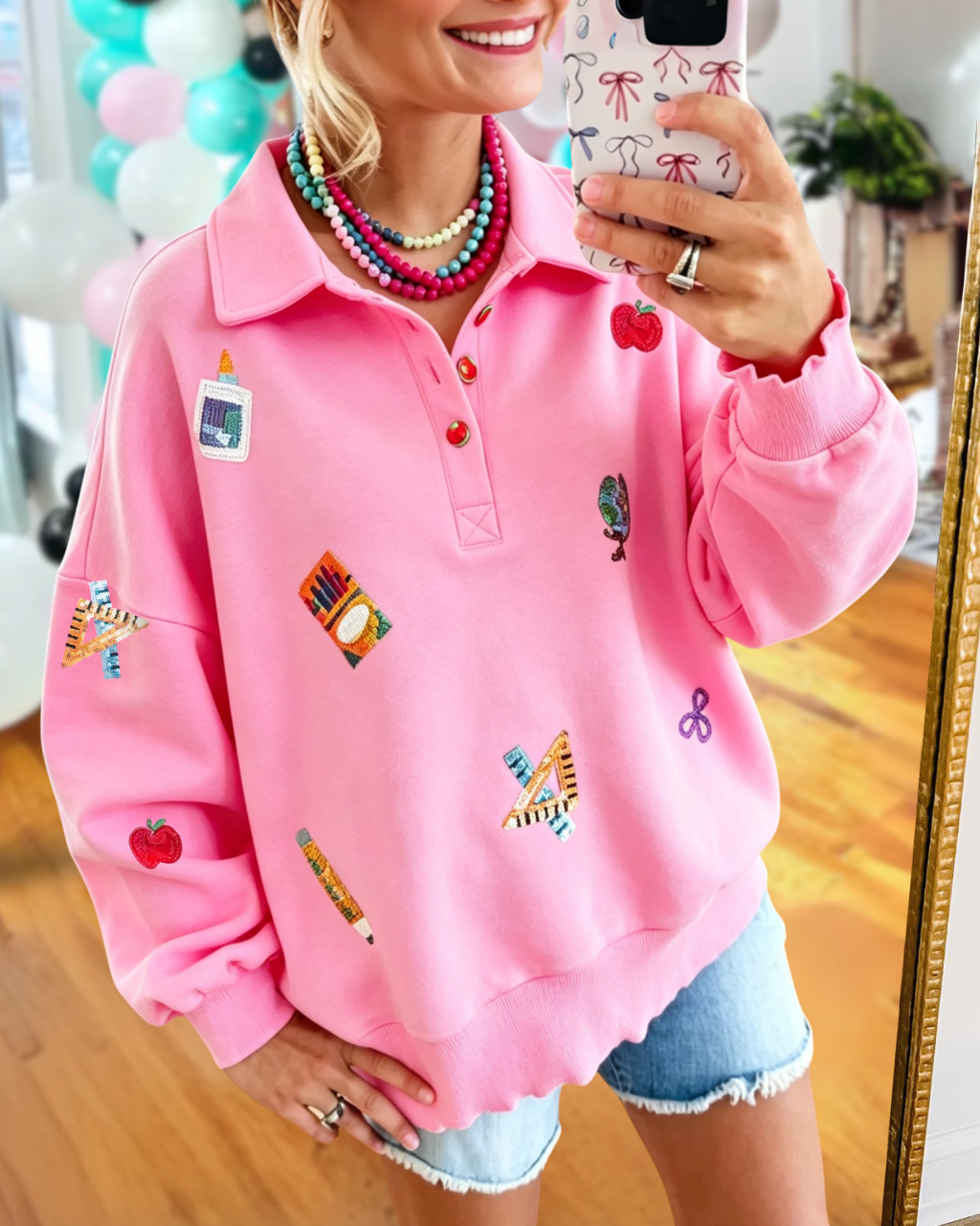School Supplies Sequined Pullover
