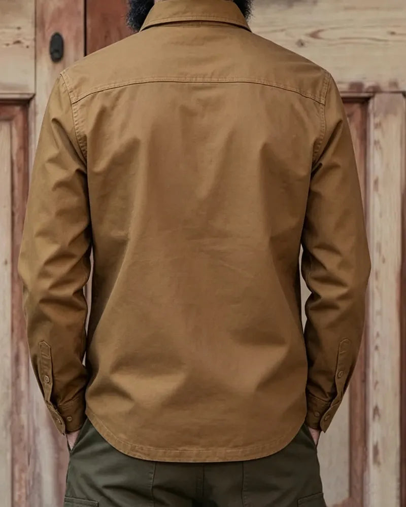 Vintage Tobacco Brown Dual Chest Pocket Long Sleeve Shirt