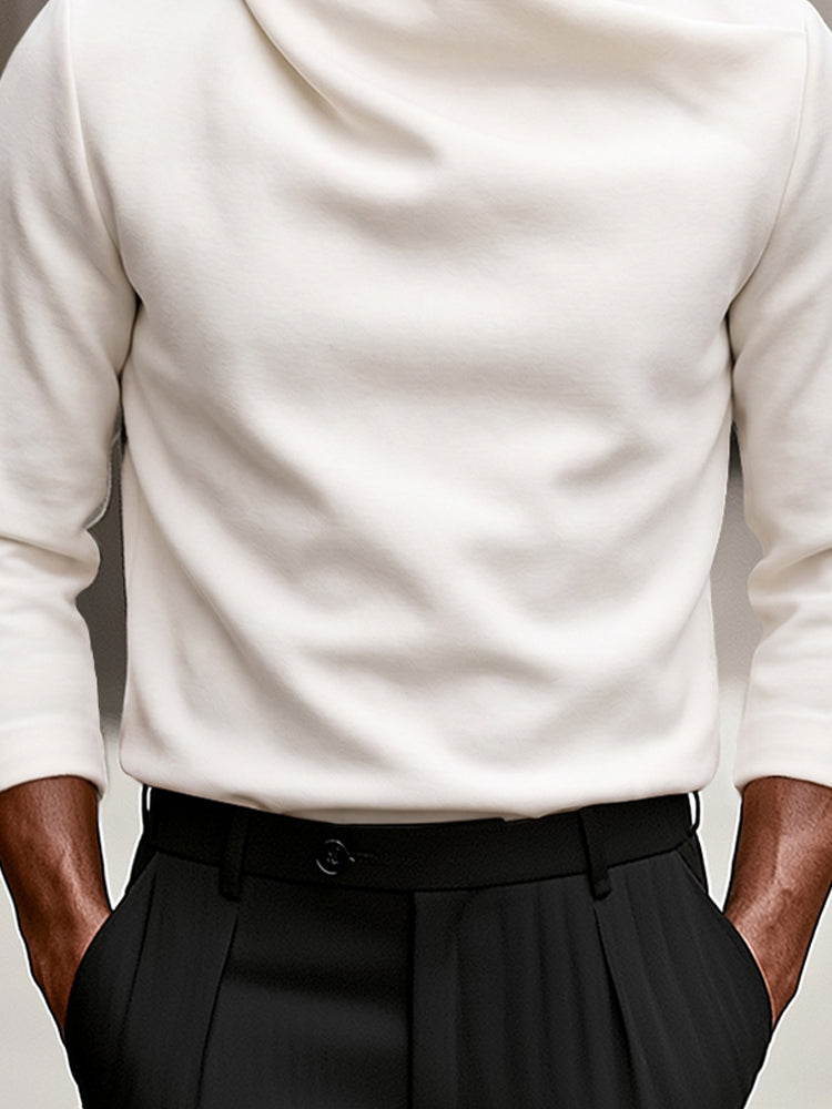 Modern Stretch Crossover Mock Neck Top