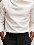 Modern Stretch Crossover Mock Neck Top