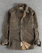Retro Vertical Stripe Workwear Long-sleeve Shirt