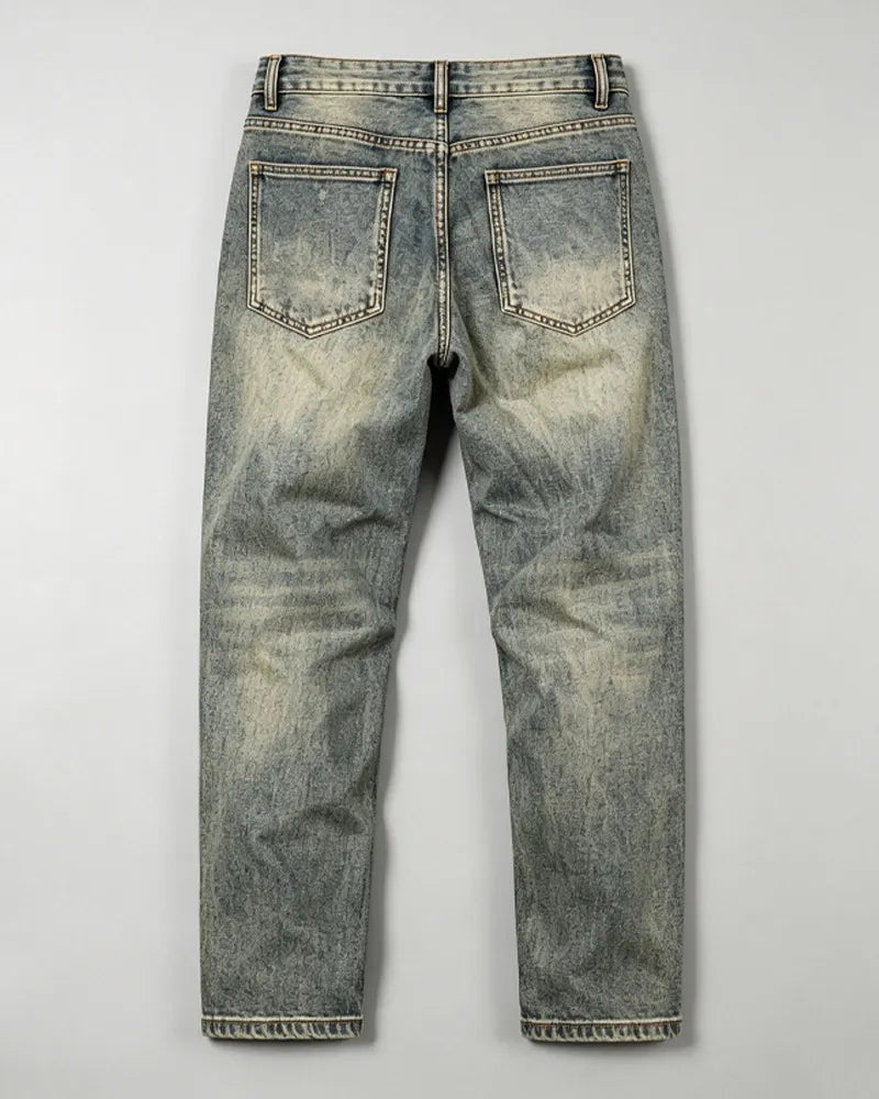 Vintage Medium©\Blue Ethnic©\Print  Artisan Distressed Denim Jeans