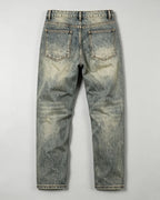 Vintage Medium©\Blue Ethnic©\Print  Artisan Distressed Denim Jeans