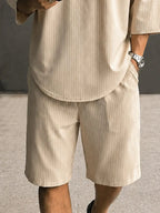 Casual Loose Fit Pinstripe Two Piece Set