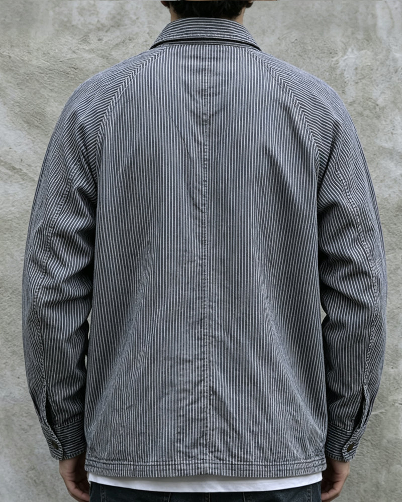 Vintage Navy White Hickory Stripe Cargo Chore Jacket