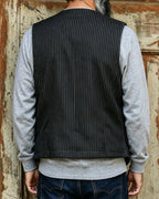 Vintage Black Wabash Stripe Multi©\Pocket Utility Cargo Vest