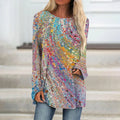 Women's Fashion Long Sleeve Printed Round Neck Casual Loose  T-Shirts Top