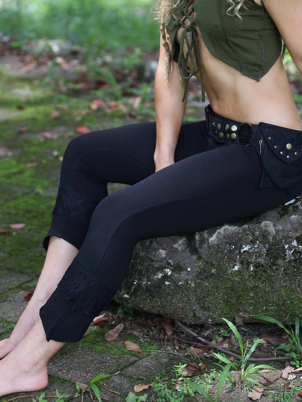 Pixie Boho Capri Leggings, Festival Hippie Tights, Yoga Fairy Elven Rave Psytrance Outfit