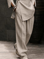 Urban Casual Slanted Button Shirt Pants Set