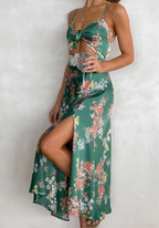 Strappy floral-print satin resort dress