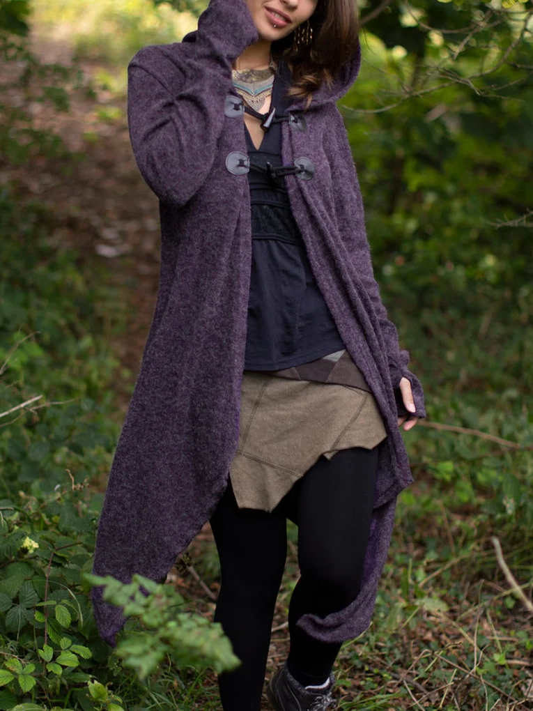 Elf Asymmetric Fairy Hooded Jacket Cardigan Purple