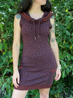 Sleeveless Portal Dress / Cotton Cowl Hooded Dress with Pockets