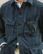 Vintage Dark Blue Collared Multi-pocket Jacket